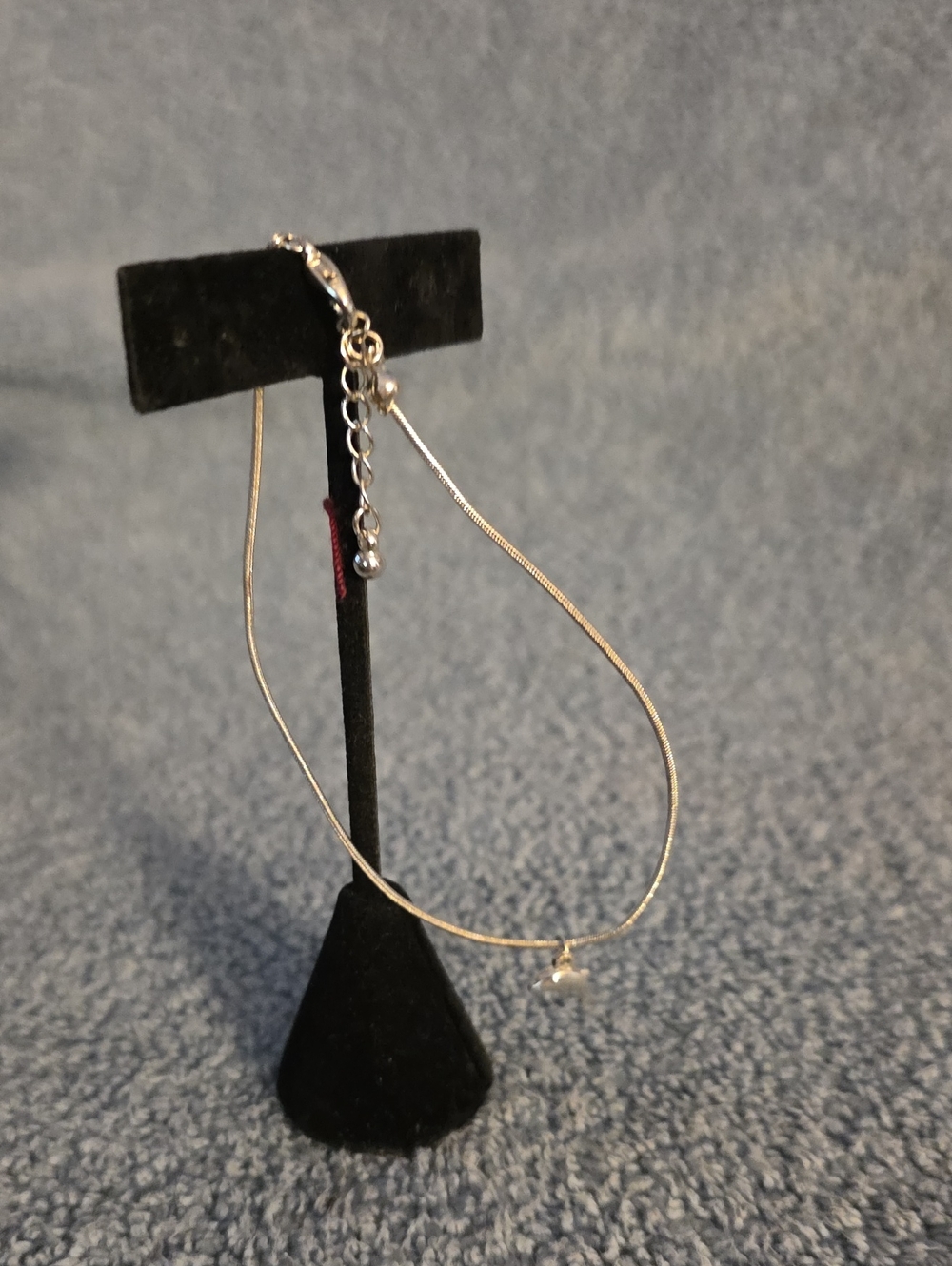 Silver Tone Layered Anklet with Tiny Dolphin Charm - Silver